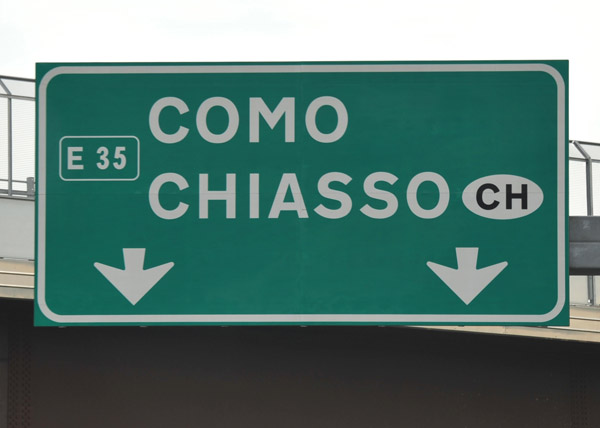 Autostrada from Milano to Como and the Swiss border at Chiasso (Ticino)