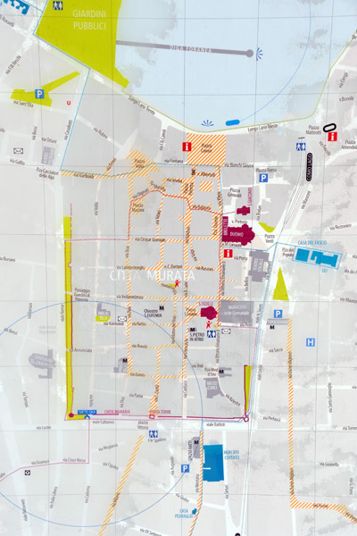 Map of Como's old city, the Cittą Murata