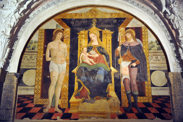 Madonna tra i santi Sebastiano e Rocco by Giovanni Andrea De Magistris, 1508