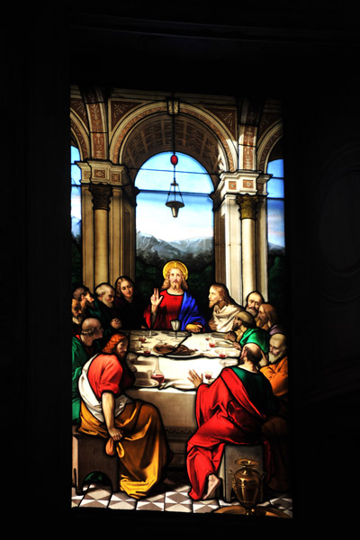 Stained glass window - the Last Supper, Como Cathedral