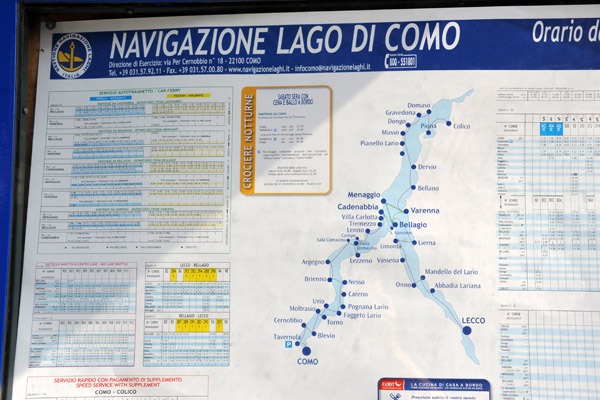 Navigazione Lago di Como - map and timetable