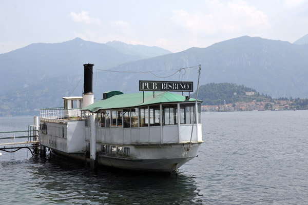 An old ferry in Tremezzo across from Bellagio converted into a floating pub