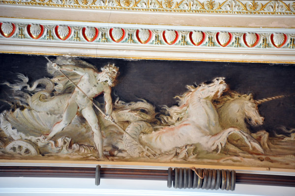 Artifical bas-relief with marine motifs in the Views' Room, Villa Carlotta