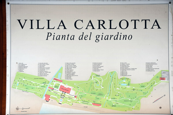 Map of the Botanical Garden of Villa Carlotta