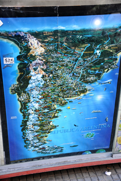 Artistic map of Argentina - on sale at kiosks