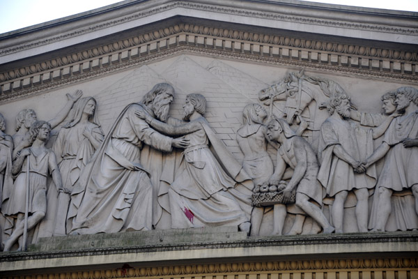 Pediment of the Metropolitan Cathedral - the reunion of Joseph with his father and brothers in Egypt by Joseph Dubourdieu
