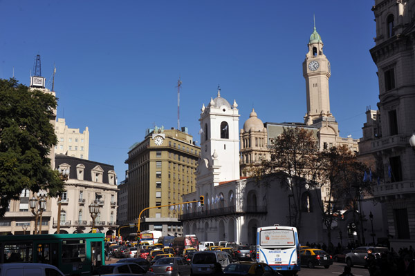 The west end of Plaza de Mayo, Buenos Aires 