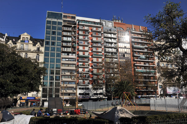 6 new apartment blocks between the older buildings of Plaza Moreno, Buenos Aires