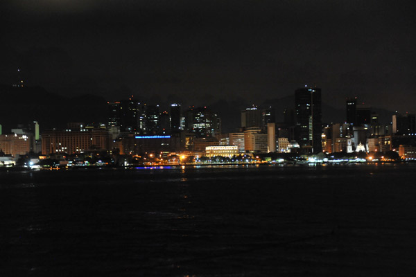 Skyline of Rio de Janeiro at night from the Niteri Ferry