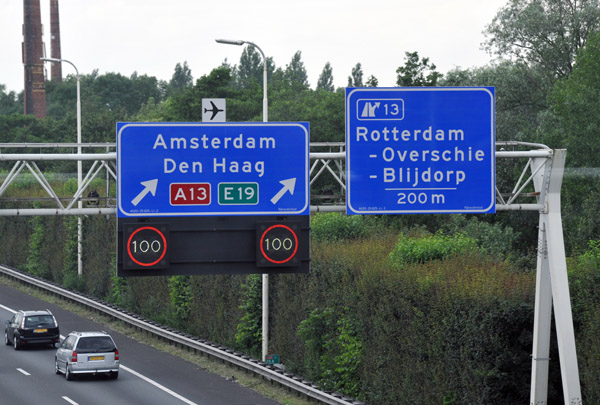 Motorway alongside the train tracks between Amsterdam and Rotterdam