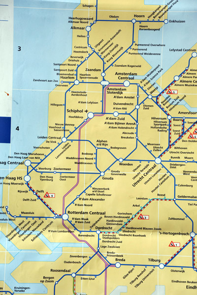 Railway map of the Netherlands