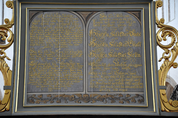 Medieval inscription on the choir screen, Pieterskerk, Leiden