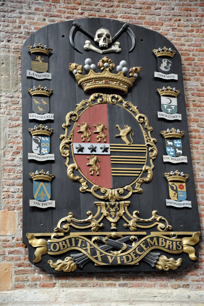 Heraldic memorial of Agneta Emmerentia van Lanschot, Pieterskerk - Obiit XXVI Decembris