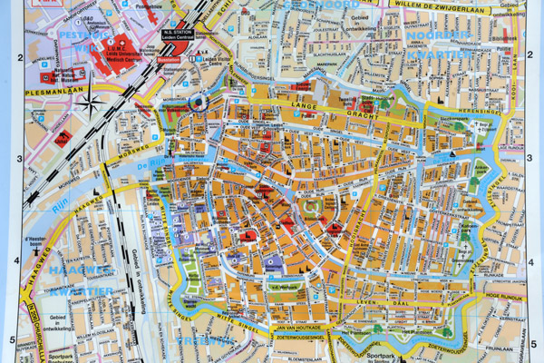 Stadskaart - map of central Leiden