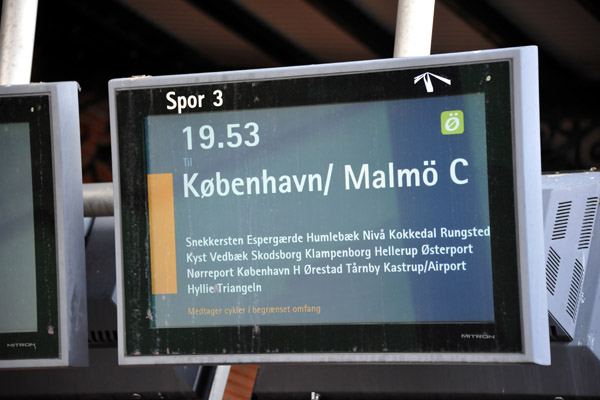 Local train from Helsingr to Copenhagen (Kbenhavn) and on to Malm, Sweden