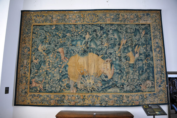 Flemish tapestry of a rhinoceros, 1550