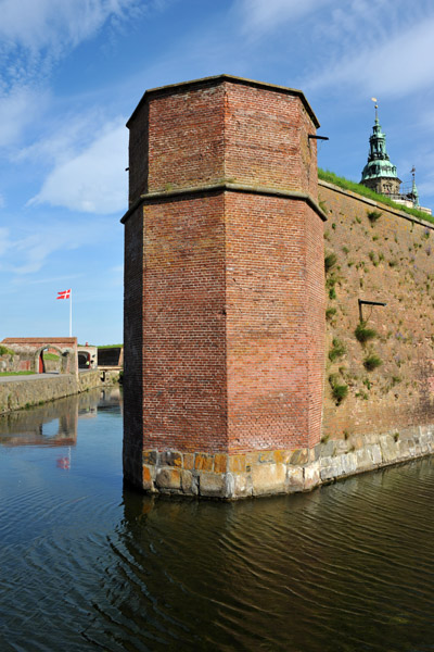 Northwest corner tower and inner moat