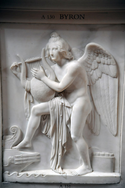 Relief of an angel on the base of the Byron statue