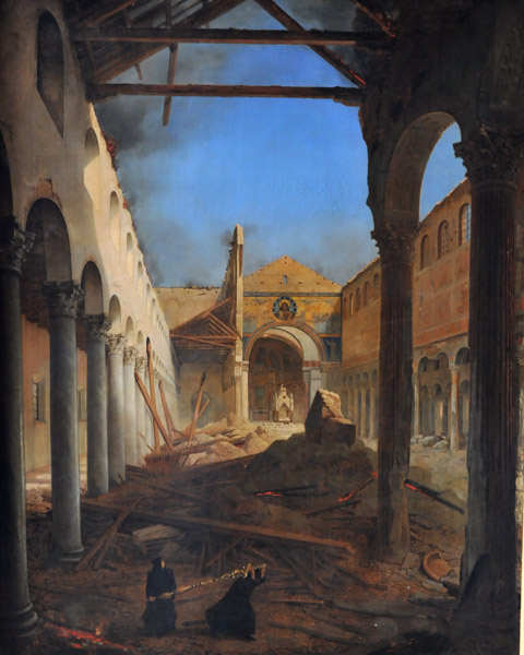 S. Paolo Fuori le Mura after the 1823 Fire, L. Robert, 1825