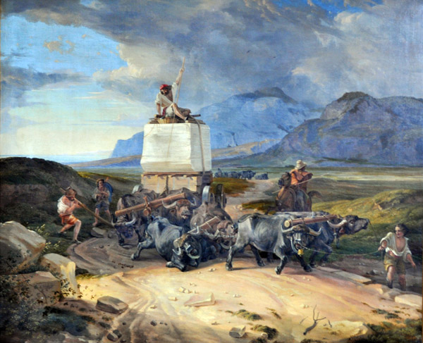Buffalo Dragging a Marble Block, F. Nerly, 1831