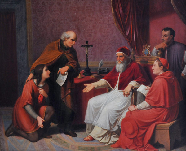 Raphael is Introduced to Pope Julius II at Bramante, J. Riebenhausen, 1836