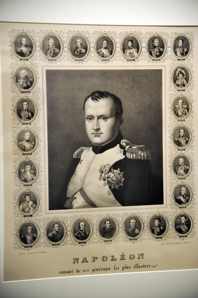 Engraving of Napoleon surrounded by his generals