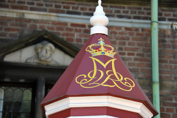 Danish Royal Guard sentry box with the monogram of Queen Margarethe II