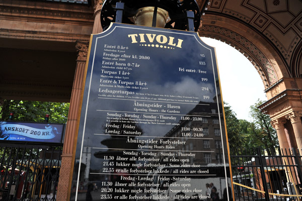 Tivoli - Admission details