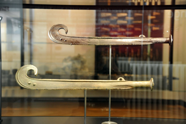 Two curved swords found in a bog at Rrby, western Zealand, ca 1550 BC