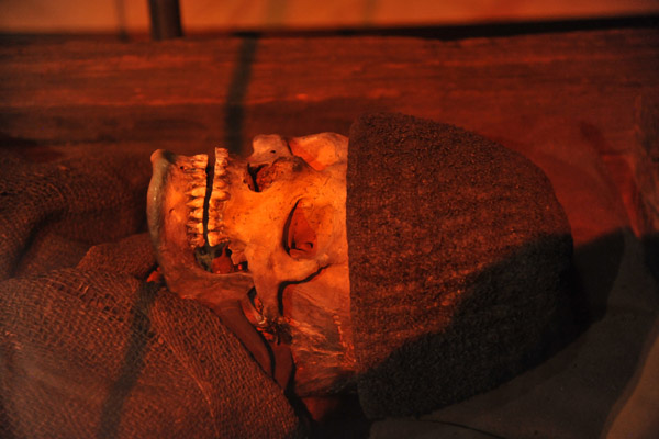 Oak coffin of a 50-60 year old man, ca 1351 BC, found near rhus