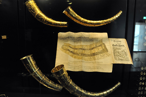 The Golden Horns, ca 400 AD, found in 1639 and 1734, were stolen and melted down in 1802 (these are copies from 1861 and 1970s