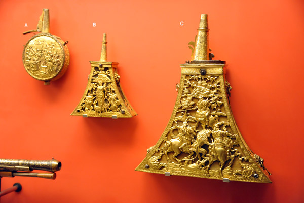 Gilded powder horns, 16th-17th C.