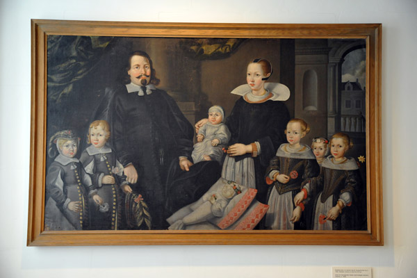 Painting from epitaph of a Danish citizen and his family ca 1650