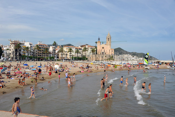 Beaches of Sitges in high season