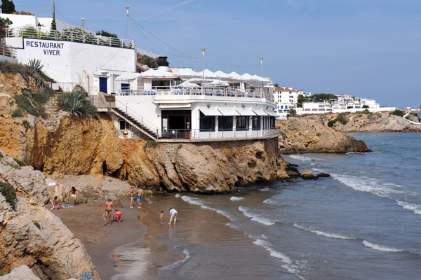 Restaurant overlooking the sea and a small cove next to San Sebastian