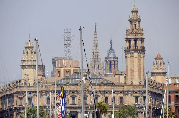 The towers of Barcelonas Gothic Quarter (old city) from across Port Vila
