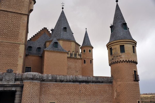 The pointed towers were added by King Philip II (r. 1554-1598)