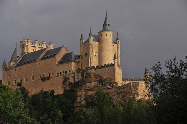 Alczar of Segovia with a dark sky, late afternoon