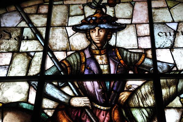 Detail of the Throne Room stained glass window of Don Enrique IV