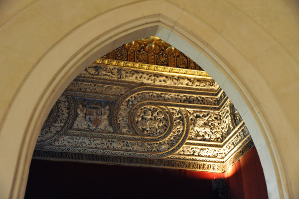 Looking back through the pointed arch from the Galley Chamber to the Throne Hall