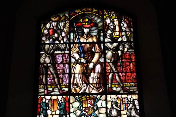 Stained glass window of Don Enrique III (r. 1390-1406) in the Galley Chamber, Alcazar of Segovia