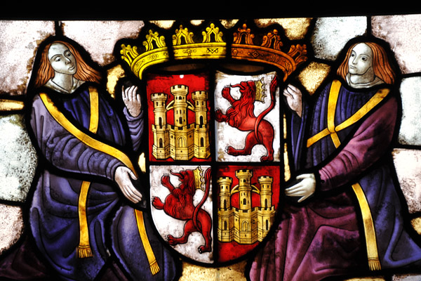 Stained glass window - coat of arms of Castile and Leon