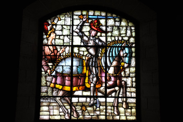 Stained glass window, Sala de las Pias - Alfonso VIII with his daughter Berenguela