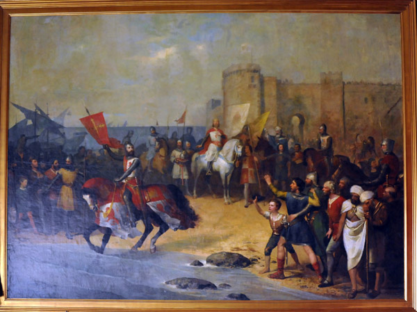 Painting of the Alfonso X's Conquest of Cadiz by E. Vejarano