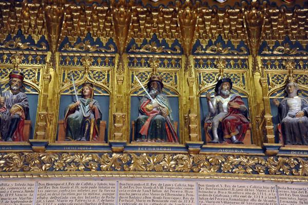 Henrique I (r. 1214-1217), Fernando II (r. 1157-1188), Alfonso X (r. 1252-2384), Doa Berenguela
