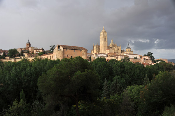 Old Town Segovia from the south on a cloudy day