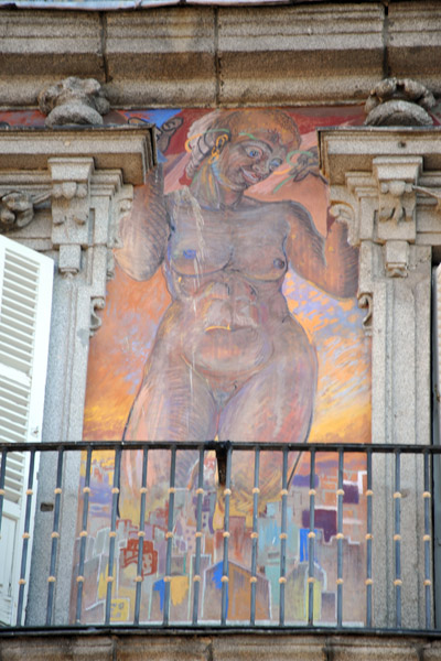Caryatid fresco, upper right, by Carlos Franco, 1992