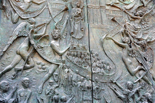 Central Bronze Door - Virgen de la Almudena in her processional float