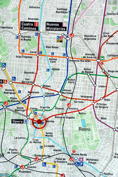 Metro lines of central Madrid