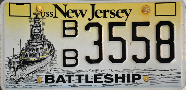 Battleship New Jersey License Plate